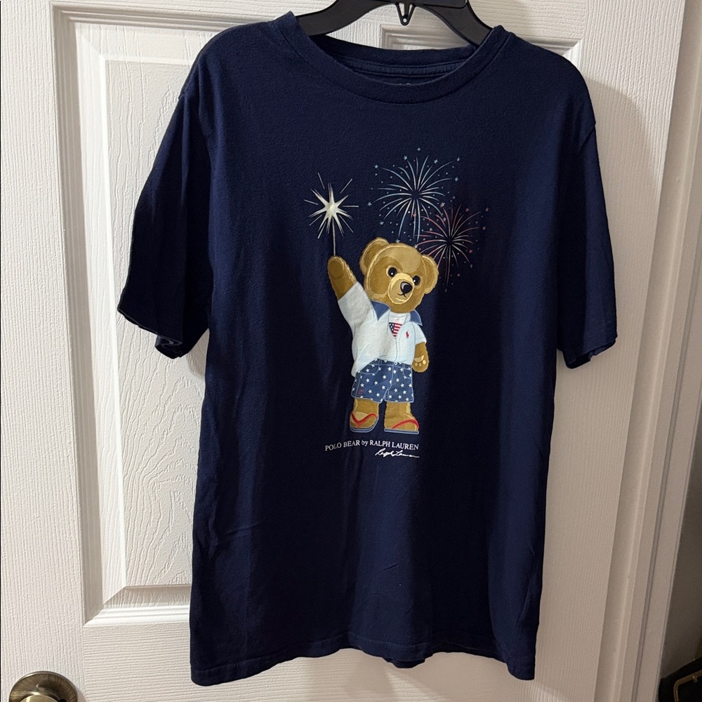 Polo by Ralph Lauren Kids Navy T-Shirt with Bear and Fireworks
